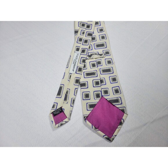 DOLCE & GABBANA Vintage-Inspired Silk Tie - Collector's Piece-Geometric Patter - Picture 3 of 5